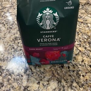 Starbucks Caffè Verona Dark Roast Coffee in Green and Pink Packaging